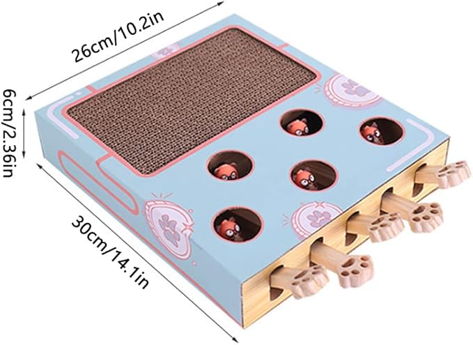 3-in-1 Corrugated Cardboard for Cat Scratcher Busy Box Toy Scratcher for Cat Teaser Wands to Relieve Boredom & Consume E Brand: YUNLEI