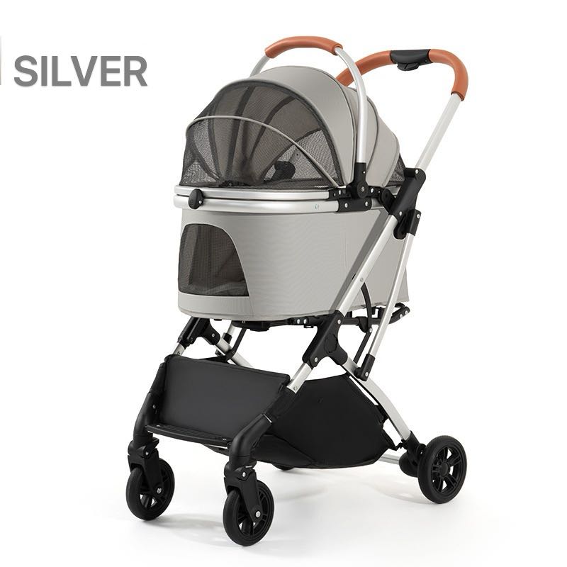 2-in-1 Foldable Pet Stroller (White/Black)