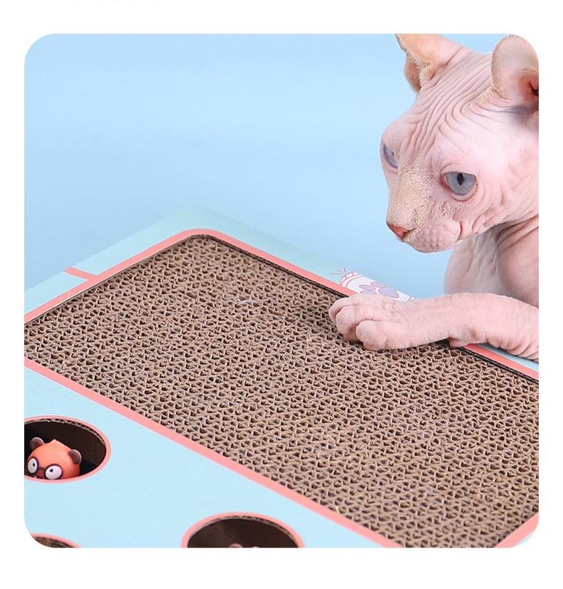 3-in-1 Corrugated Cardboard for Cat Scratcher Busy Box Toy Scratcher for Cat Teaser Wands to Relieve Boredom & Consume E Brand: YUNLEI