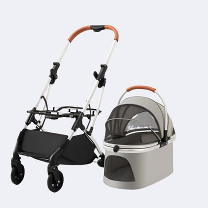 2-in-1 Foldable Pet Stroller (White/Black)