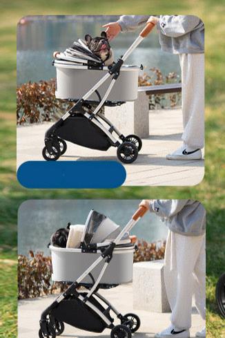 2-in-1 Foldable Pet Stroller (White/Black)