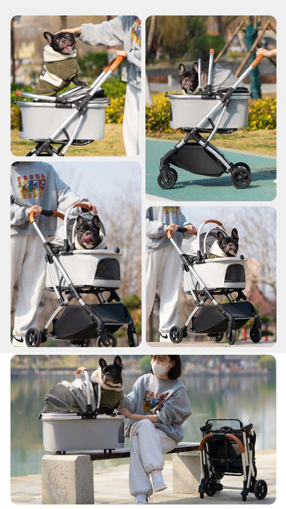 2-in-1 Foldable Pet Stroller (White/Black)