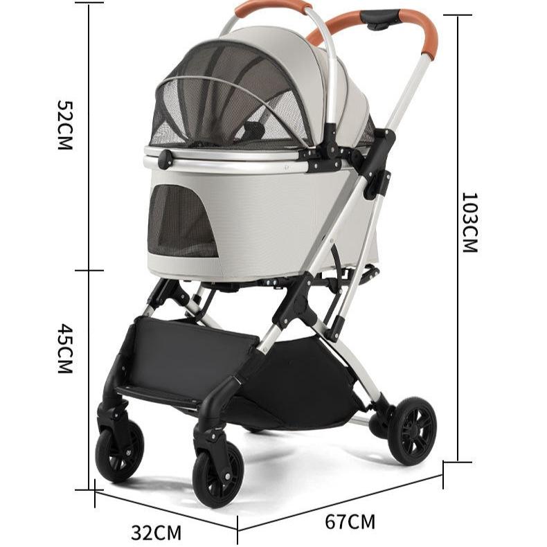 2-in-1 Foldable Pet Stroller (White/Black)